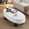 ORRD Oval Coffee Table with Storage, Mid-Century Modern Faux Marble Center Table with Hidden Drawer for Living Room, Office, White - 2 of 4