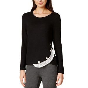 maison Jules Womens Lace Trim Knit Blouse - 1 of 1