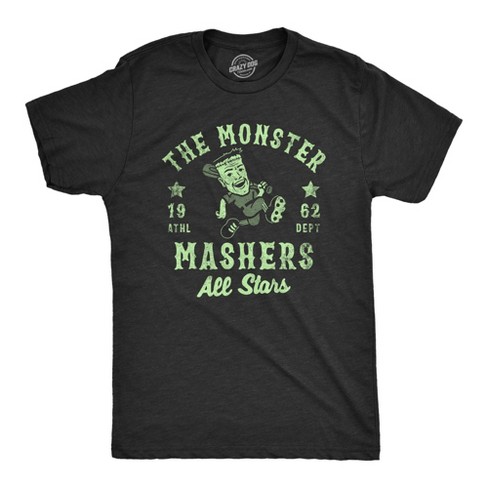 Mens The Monster Mashers All Stars T Shirt Funny Halloween Baseball Team Tee For Guys Crazy Dog Men s T Shirt Target