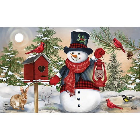 Snowman And Cardinals Winter Doormat 30 X 18 Indoor Outdoor Briarwood  Lane : Target