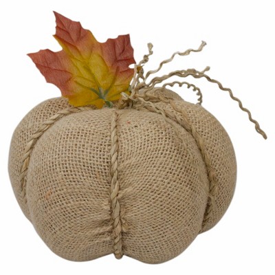 Northlight 5.5" Beige Burlap Autumn Harvest Table Top Pumpkin