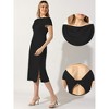 Allegra K Women's Satin Cowl Neck Cap Sleeve Backless Twist Split Midi Cocktail Dress - 2 of 4
