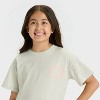 Girls' Short Sleeve Oversized J'Adore Graphic T-Shirt - Cat & Jack™ Light Gray - 2 of 4