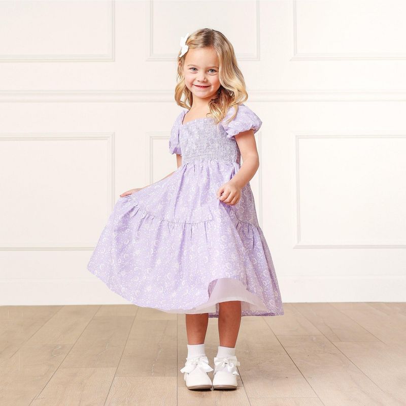 Hope & Henry Girls' Short Bubble Sleeve Smocked Dress, Toddler, 2 of 8