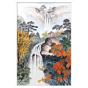 Trends International China Landscape with Waterfalls Framed Wall Poster Prints - 1 of 4