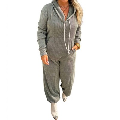 Women's Ribbed Hoodie Jumpsuit - BLAKELEY