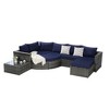 8-Piece Outdoor Patio Rattan Modular Sectional Sofa Set with Tempered Glass Coffee Table - 4 of 4