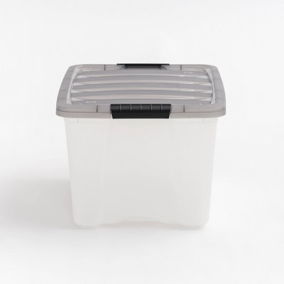Clear Stackable Plastic Storage Bins with Latching Lids, 40 Qt.