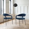 Armen Living Set of 2 Morgan Upholstered with Iron and Fabric Dining Chairs Matte Black/Blue - image 2 of 4