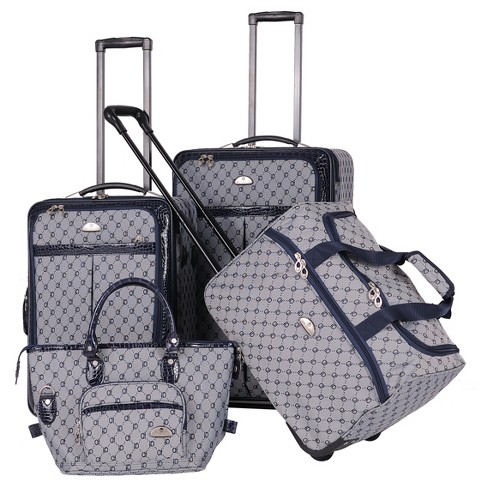 American Flyer Signature 4pc Softside Checked Luggage Set - Light