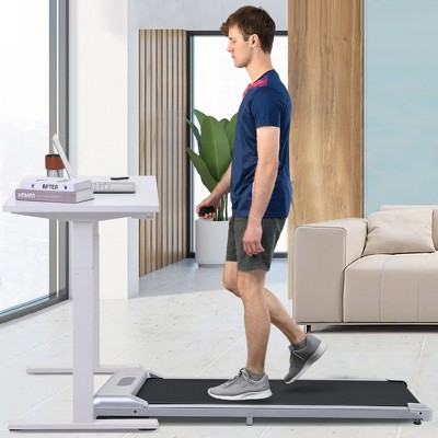 HFYee Walking Pad 260 LB Capacity with LED Display and 2.5 HP Silent Motor, 2-in-1 Design Under Desk Treadmill for Home, Silver