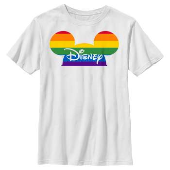 Kids Disney Mickey Ears Rainbow Pride T-Shirt