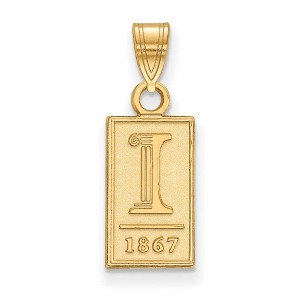Black Bow Jewelry 14k Yellow Gold Illinois Fighting Illini NCAA Small Pendant - 1 of 3