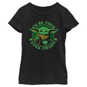 Girl's Star Wars: The Mandalorian St. Patrick's Day Grogu I'll be your Lucky Charm T-Shirt - 1 of 4