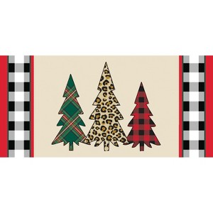 Evergreen Mixed Print Christmas Trees Sassafras Switch Puzzle Mat 11.5 x 10 Inches Indoor and Outdoor Decor - 1 of 4