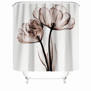 Two Ink Flowers Shower Curtains for Bathroom Waterproof Fabric Bath Curtain Durable Soft Stylish Bathroom Decor 72x72 Inch - 1 of 1