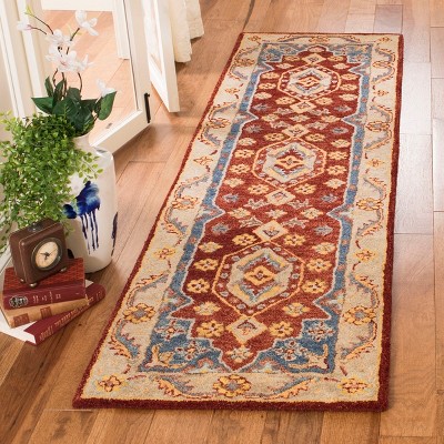 Handmade Red Wool Tufted Runner Rug 2'3" x 8'