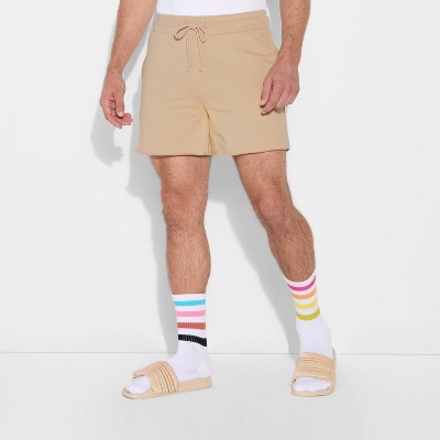 Pride Adult French Terry 'Proud' Knit Trouser Shorts - Beige