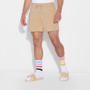 Pride Adult French Terry 'Proud' Knit Trouser Shorts - Beige - 1 of 3