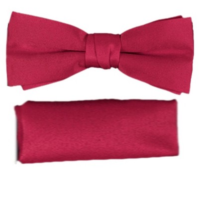 New Men's Solid Pre Tied Bow Tie and Hanky Set