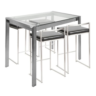 LumiSource 5pc Fuji Counter Height Dining Set Stainless