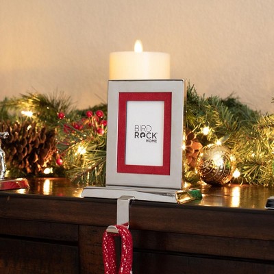 Silver Metal Photo Frame Stocking Holders, Set of 4
