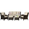 Ovios Orlando 5pc Gray Wicker Outdoor Patio Furniture Conversation Sofa Set with Cushions - 2 of 4