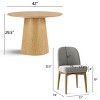 5-Piece Round Dining Table Set, 42'' Oak Pedestal Table with 4 Linen Dining Chairs, Solid Wood Legs, Kitchen or Apartment Furniture-Maison Boucle - 4 of 4