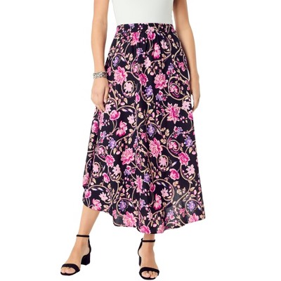 Roaman's Women's Plus Size Asymmetrical Hem Skirt