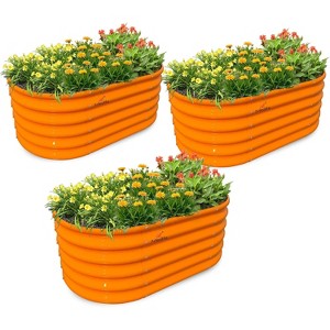 40 x 24 x 18 in. Galvanized Steel Oval Outdoor Raised Garden Beds, Eco-Safe Metal Kids Planter Box (3-Pack) - 1 of 4