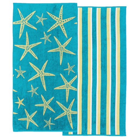 2pk Summer Printed Cotton Beach Towels - Great Bay Home (2 Pack - 30