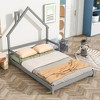 Twin House-Shaped Headboard Floor Bed with Handrails - Low Platform Wood Frame, Sturdy Slats, Easy Assembly, for Kids & Teens - 4 of 4