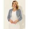 Allegra K Women's Cropped Open Front Collarless Long Sleeve Faux Fur Jacket - 2 of 4
