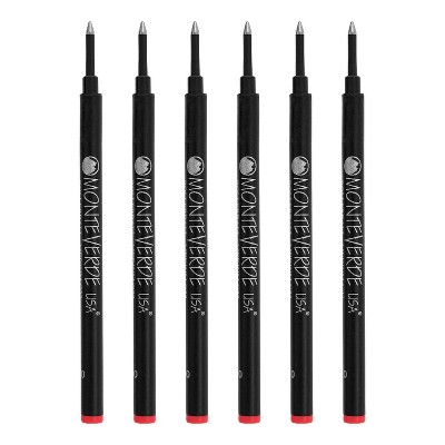Monteverde Medium Rollerball Refill For Most Rollerball Pens 6/Pack Red G233RD