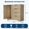 43.3'' H Armoire Wardrobe Closet with 4 Drawers and Hanging Rod, Multifunctional Wood 4 Drawers Dresser with Storage Closet, Clothing Storage Cabinets - 2 of 4