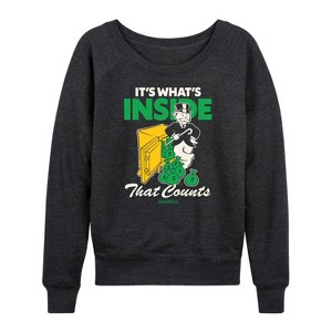 Women's - Monopoly - Its Whats Inside That Counts Lightweight French Terry Wide Neck Long Sleeve Shirt - 1 of 4