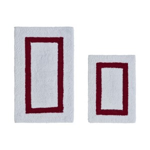 Hotel 2 PC Bath Rug 100% Premium Cotton Tufted Weave Two Tone Reversible Bathroom Rug, Super Soft Absorbent, Machine Washable Bath Mat - 1 of 4