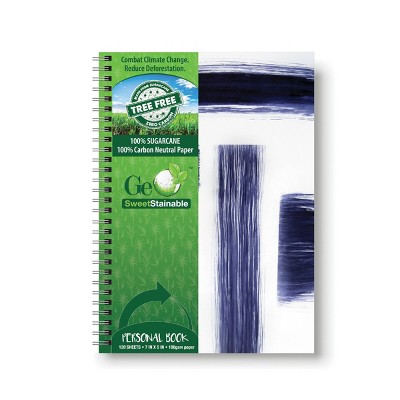 120 sheet 1 Subject Spiral Notebook 7"x5" Twisted Collection Blue Brush Strokes 100% Tree Free - Geo SweetStainable