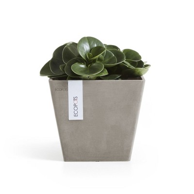 Taupe Recycled Plastic Square Indoor/Outdoor Planter, 8"