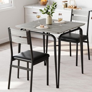 Jojoka Space-Saving 3-Piece Rectangular Dining Table Set for 2 with Upholstered Cushioned Chairs, Compact Kitchen and Dining Room Furniture, Black - 1 of 4