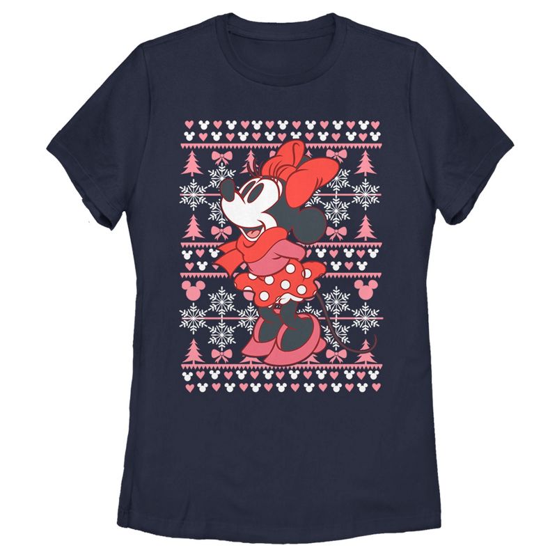 Women's Mickey & Friends Minnie Winter Sweater T-Shirt, 1 of 5