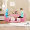 3 In 1 Kids Art Table and Chair Set, with 2 Chairs, Bookshelves, Drawers and Detachable Tabletop, Toddlers Craft Desk for Home Daycare Playroom - 2 of 4