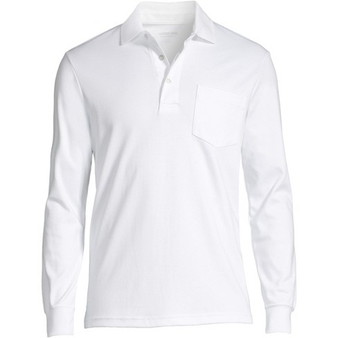 Lands' End Men's Big And Tall Long Sleeve Super Soft Supima Polo Shirt With  Pocket - 2x Big Tall - White : Target