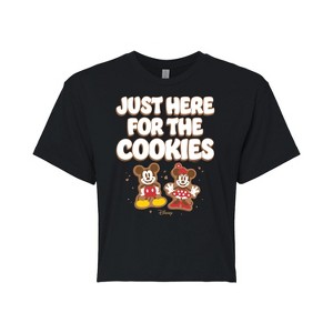 Women's - Disney - Just Here For The Cookies Cropped Graphic T-Shirt - 1 of 4