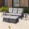 POCASSY 5 Piece Outdoor Conversation Furniture Set Wicker Sofa Seating Group with Cushions for Backyord, Garden, Pool - 2 of 4