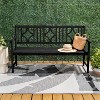 Sloane 3-Seat Ogee Diamond-Back Acacia Wood Outdoor Garden Patio Bench - JONATHAN Y - 3 of 4