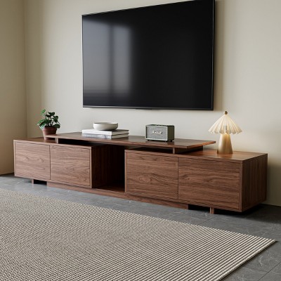 Etelifrank Modern 62.99"-94.5" Extendable TV Stand With Storage Cabinets