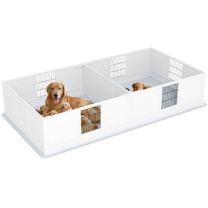 PawHut Whelping Box for Dogs and Puppies, Dog Whelping Box with Waterproof Pee Pad, Adjustable Height Door, for Large Dogs Indoor Use - 1 of 4
