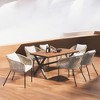 Mshliw 7-Piece Outdoor Patio Dining Set with Wood Table, Chairs, and Adjustable Feet – Modern All-Weather Furniture for Garden, Backyard, and Balcony - 2 of 4