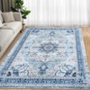 Bedroom/Living Room/Kitchen Indoor Rug - Vintage Oriental Medallion Washable Non-Slip Carpet, Soft Low Pile Distressed Accent Mat - 2 of 4